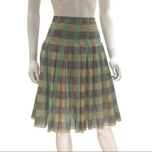 Prada Plaid Midi Skirt